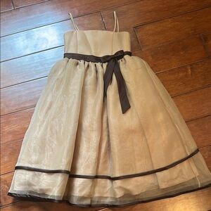 Elegant Cream and Brown Kids Dress